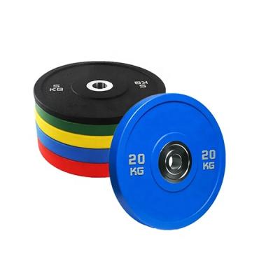 China Universal Barbell Competition Training 10LB 25LB 35LB 45LB 55LB Power Gym Weight Rubber Bumper Plates for sale