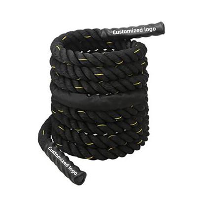 China Customized Universal Black Logo Home Gym Exercise Power Training Workout Battle Rope For Fitness for sale