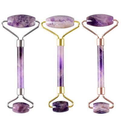 China Wholesale face lift amethyst stones jade roller gua sha jade logo amethyst face roller for sale