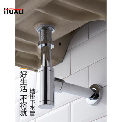 China Modern Brass Basin Siphon Waste Pipe Drain For Sink Water Drainage Bottle Trap Drain Wall Extension For Waste And Basin Outlet for sale