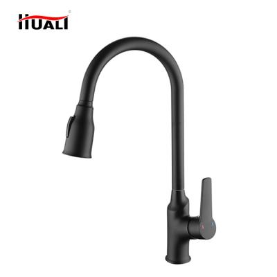 China Pull Out Spray 2021 Two Way Black Brass Pull Down Kitchen Sink Faucet Mixer Tap Pull Down Kitchen Faucet for sale