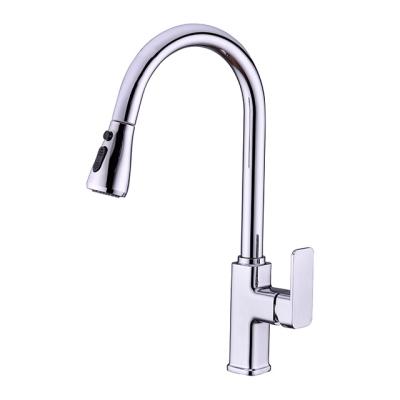 China 2021 Modern Two Way Hose Chromed Brass Pull Down Kitchen Faucet Mixer Sink Faucet Pull Down Kitchen Faucet for sale