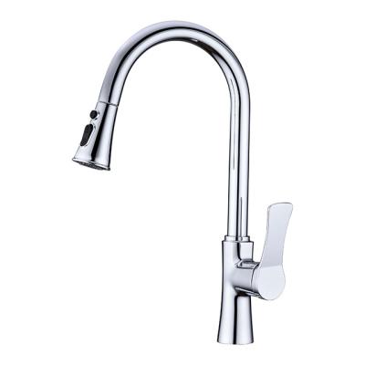 China 2021 Modern Chrome Brass Two Way Pull Down Kitchen Faucet Sink Faucet Mixer Pull Down Kitchen Faucet for sale