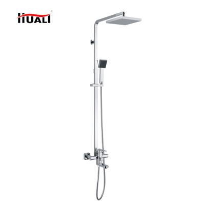 China With Slide Bar Bath Shower Faucet Mixer Rainfall Bathroom Faucet Mixers Luxury Shower Set for sale