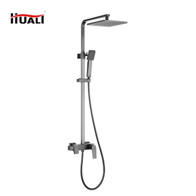 China With Slide Bar Multi-Functional Gray Wall Mounted Bathtub Faucet Bathroom Faucet Shower Set for sale