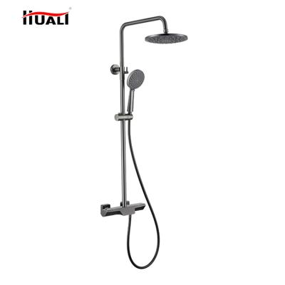 China With Slide Bar Bathroom Faucet Thermostatic Bath Faucet Bathtub Mixer Shower Set Wall Mounted Rain Shower Head for sale