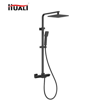 China With Slide Bar Bathroom Faucet Thermostatic Faucet Bathtub Mixer Shower Set Wall Mounted Rain Shower Head for sale