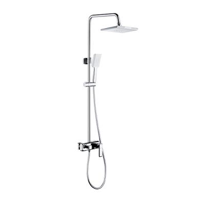 China With Slide Bar Wall Mount Rainfall Chrome Bathroom Mixer Cold And Hot Water Bathtub Shower Faucet Shower Set 2021 for sale