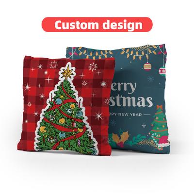 China Folded Wholesale Christmas Decor Pillow Case Cover Short Plush Square Throw Pillow Case Cover Cushion for sale