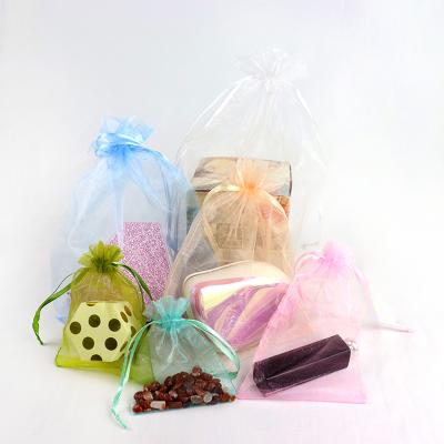 China Colorful Big Organza Bags Jewelry Gift Organza Drawstring Pouch Large Stockings With Logo for sale