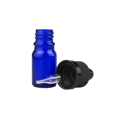 China 5ml Cosmetic Blue Glass Dropper Bottles Empty Glass Essential Oil Bottle Vial With Dropper Cap for sale