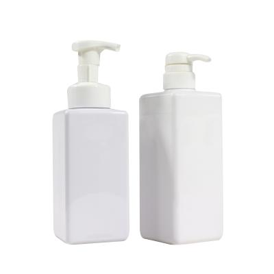 China New Designed PET Cosmetic Shampoo Container Dispenser White Empty Foamer Pump Bottles 500mL Lotion Pump Bottles for sale