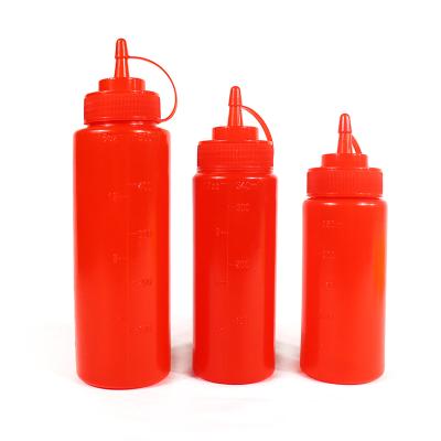 China Plastic Condiment BBQ Chili Ketchup Bottle Food Grade LDPE Squeeze Bottle For Ketchup Condiment Empty Refillable Container for sale