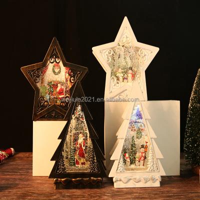 China Christmas Decoration Fashion Creative Snowman Indoor Tree Shaped Water Filled Ornaments For Christmas Decoration for sale