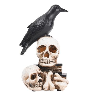 China 2021 New Retro Halloween Decoration Skull Poe Raven Ghost Festival Ornaments Resin Crafts For Halloween Decorations for sale