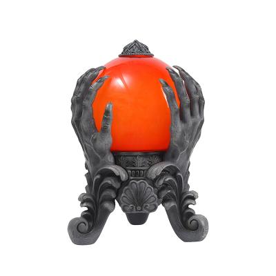 China Creative Home or Party Decoration 2022 Halloween Gifts Ghost Hands with Orange Water Globe Light for Table Decorations for sale