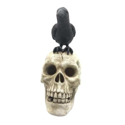 China Professional Halloween Decorations Supplier Resin LED Light Crow Skull Halloween Decoration Best Selling Light for sale