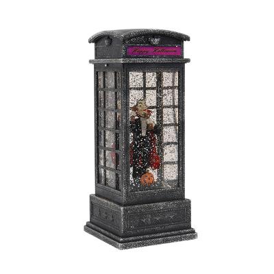 China 2022 New Gray Telephone Booth Vampire And Skeleton USB+Music Flickering Snow Wind Lamp For Halloween Decoration for sale