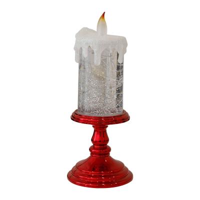 China Christmas Home Decor Items Gifts 2021 Gifts 2021 Single Glass Red Small Candle Holder Battery Operated Twinkle Light For Christmas Decoration for sale