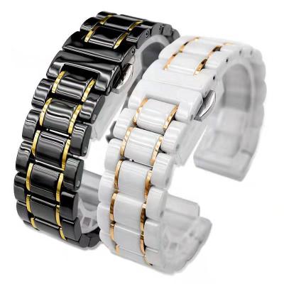 China Fanshion Luxury Black Ceramic Watch Strap Stainless Steel Environmental Friendly Band For Apple Watch Samsung Strap for sale