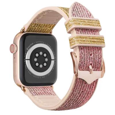 China Fanshion Women Bling Glitter Strap Rubber Replacement Compatible For Apple Watch Band Strap 38mm 40mm 42mm 44mm For Iwatch 7 6 5 Series for sale