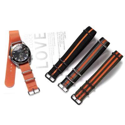 China 2021 Direct Custom Fabric Stripe Nylon Watch Classic/Logo Sport Watch Band Nato Factory Fashion Strap 18 20 22 24mm for sale