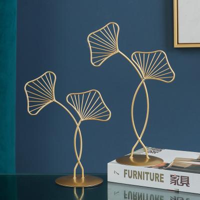 China New leaf ginkgo iron handwork metal soft metal decoration simple classic/postmodern light luxury gold creative home table furnishing for sale