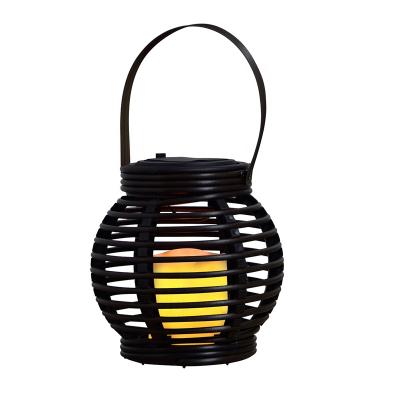 China Outdoor Hanging Garden Lantern Solar Light Plastic Weave Waterproof Solar Powered Led Lantern for sale