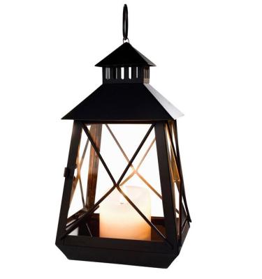 China Decorative Home Decoration Home Candle Lantern Simple Cheap Cross Pattern Trapezoidal Hanging Lanterns for sale