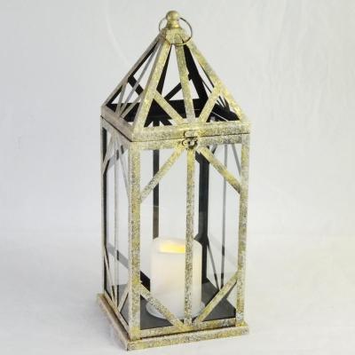 China Large Home Decoration Home Decoration Metal Punched Candle Holder Votive Black Lantern for sale