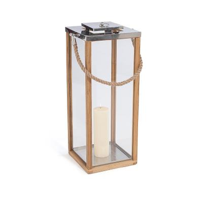 China Home Decorative Home Decoration Wooden Steel Rechargeable Led Lantern, Metal Lantern Decor On Sale for sale