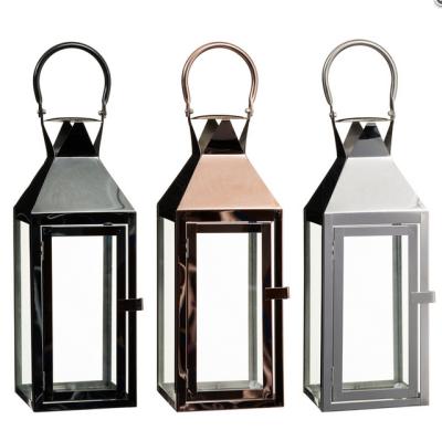 China Lowest Price Home Decor Home Lantern Decorative Stainless Steel Lantern Set Candle Holder 3 for sale