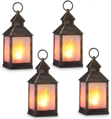 China Custom Home Decoration Vintage Style Decorative Effect LED Lantern Flame Candle Indoor Outdoor Hanging Lanterns for sale