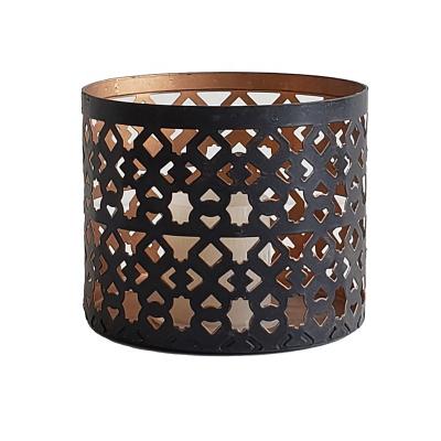 China Black Color Home Nordic Home Metal Double Decoration Lanterns Candle Holder for sale