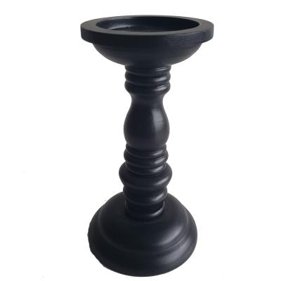 China Wholesale Home Decoration Pillar Candle Holder Black Color Metal Stand Decorative Candle Holders For Home for sale