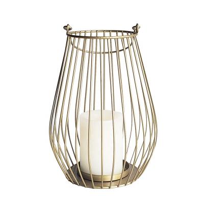 China Home Balance Geometric Candle Holder Gold Wedding Decoration Iron Wire Lantern Hanging Brass Candle Holder for sale