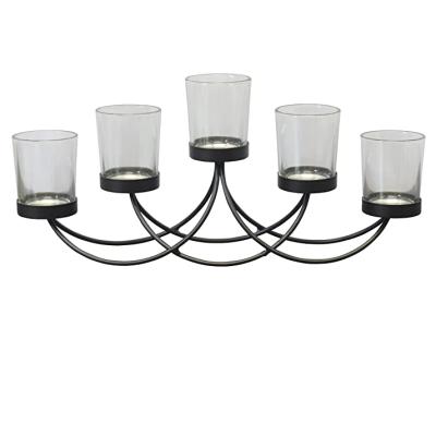 China Classic Black Votive Decorative Candle Centerpiece Elegant Metal Candelabra Candle Holders Centerpiece for Weddings Parties Dining Table for sale