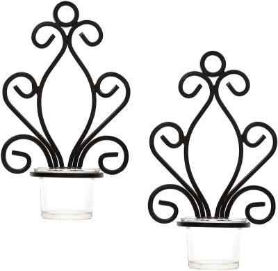 China Home Decoration Set of 2 Angel Wall Sconce TeaLight Candle Gift Ideal Wedding LED Tall Votive Candles Iron Gardening Hand Made for sale