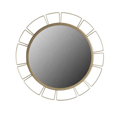 China Modern Modern Iron Wire Gold Round Mirror Home Wall Hanging Decorative Round Mirror for sale