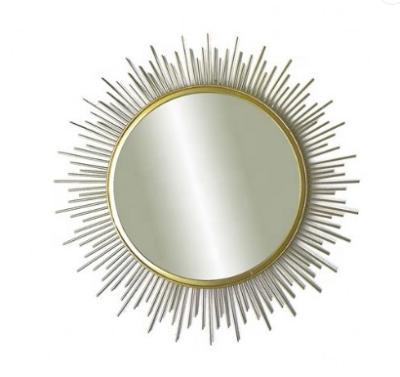 China Art Decor Best Sell Wall Mirror Bathroom Bedroom Living Room Wall Decoration Gold Metal Home Bath Mirror for sale