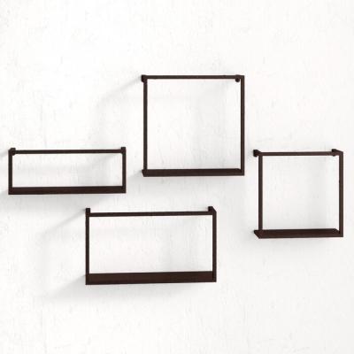 China 4 Piece Stocked Wall Shelf Set Black Wire Shelf Storage Wall Metal Decor Wire Wall Hanging Shelf for sale