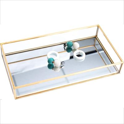 China Modern Decorative Gold Mirror Tray for Jewelry, Makeup Tray Organizer for Vanity, Jewelry Tray Storage Dresser for sale