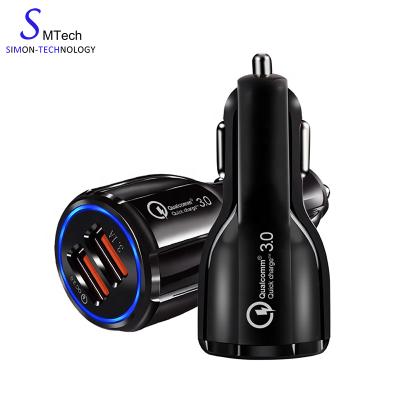 China Mobile Phone QC 3.0 Dual 12v USB Car Charger Socket 2 High Speed ​​Port For iPhone X 11 Pro Max for sale