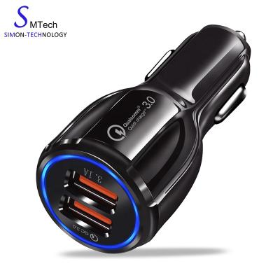 China Quick Charge QC 3.0 Cell Phone USB Double Fast Charging Car Charger For iPhone And Android Mobile for sale