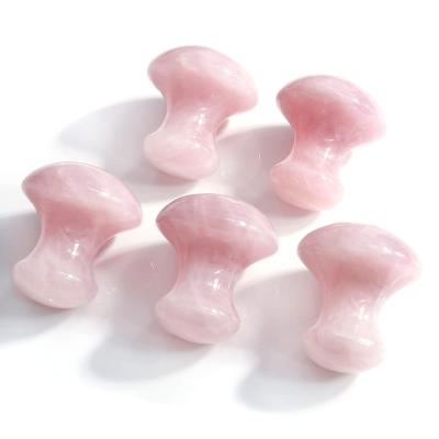 China Scrape Rose Quartz Mushroom Shape Natural Gua Sha Spa Meditation Guasha Massage Relax Scraping Tool for sale