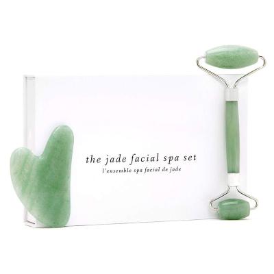 China Premium High Quality Aging Wrinkles Authentic Natural Jade Face Roller Gua Sha Scrap Face Roller à venda