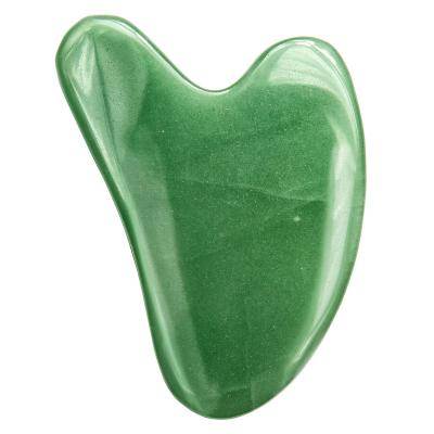 China Custom Packaging Bian Stone Natural Dark Green Aventurine Jade Gua Sha Scraper Gua Sha With Scraping Body And Face Massager Tool for sale