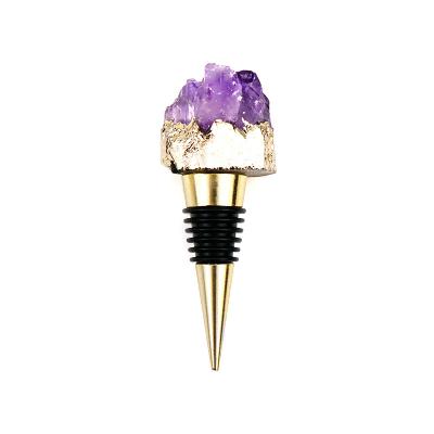 China Factory Viable Sales Natural Gemstone Jade Stone Crystal Wine Bottle Stopper For Bar Accessories Whiskey Stoppers for sale