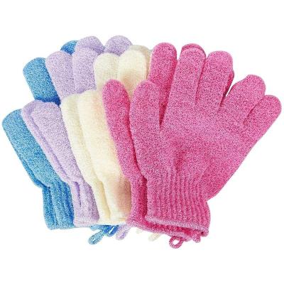 China EXFOLIATE Body Spa Massage Bathing Woven Nylon Exfoliating Shower Gloves For Scrubber for sale