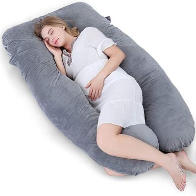 China Portable Pregnancy Body U Shaped Pillow For Support Neck Back Legs With Body Pillow Tank Top Cover Cooling Gray for sale